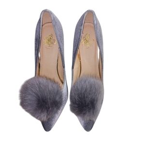 Elegant Gray Women's Shoes with Pom-Pom